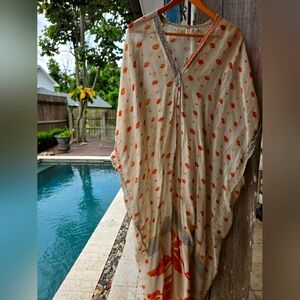 Magnolia Pearl Beige and Orange Patterned Kaftan